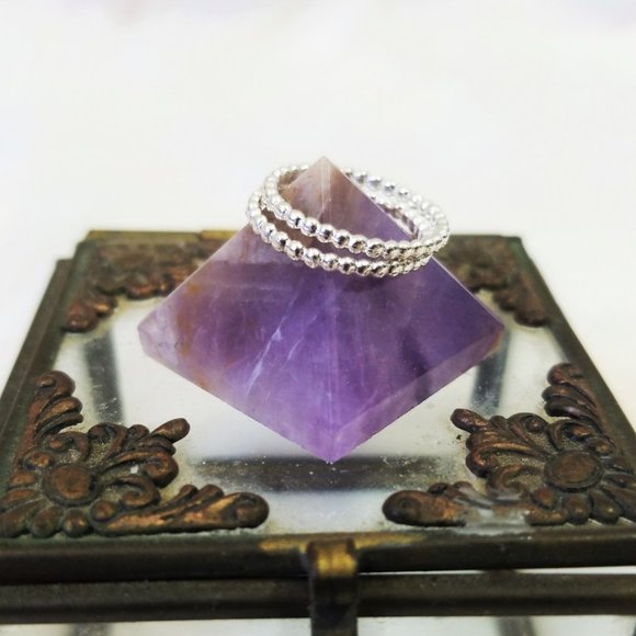 {nwt} Sterling Silver Beaded Midi Rings - set of 2 - Picture 5 of 6